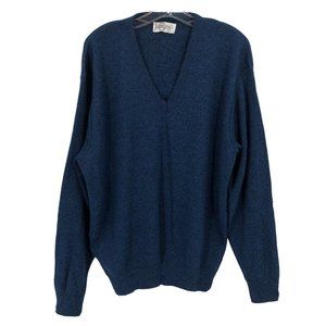 Jantzen Sweater V Neck Royal Blue Made in USA VTG Grunge Grandpa 80s Plain Golf